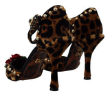 Tacones de sandalia con correa de tobillo de leopardo elegante