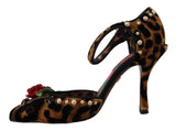 Tacones de sandalia con correa de tobillo de leopardo elegante