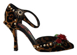 Tacones de sandalia con correa de tobillo de leopardo elegante