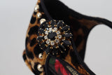 Tacones de sandalia con correa de tobillo de leopardo elegante