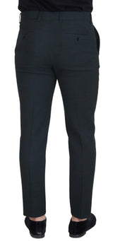 Pantalon de laine vierge bleu élégant