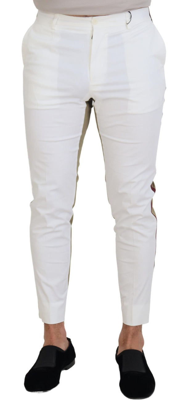 Pantalon en coton blanc et brun bicolore