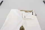 Pantalon en coton blanc et brun bicolore