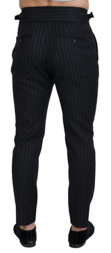 Elegante schwarze Streifenwollmischhose