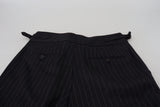 Elegante schwarze Streifenwollmischhose