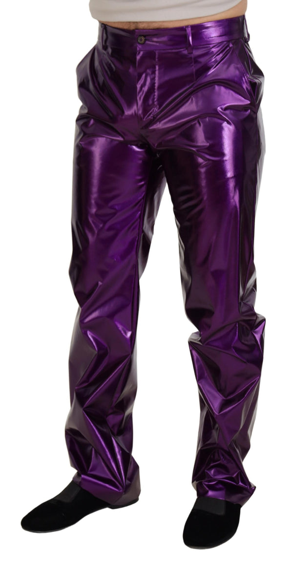 Eleganti pantaloni in forma dritta viola splendente