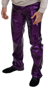 Eleganti pantaloni in forma dritta viola splendente