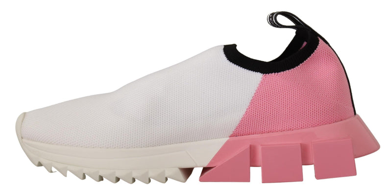 Eleganti sneaker slip-on sorrento in bianco e rosa