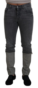 Eleganter grau karierter Denim -Schatz