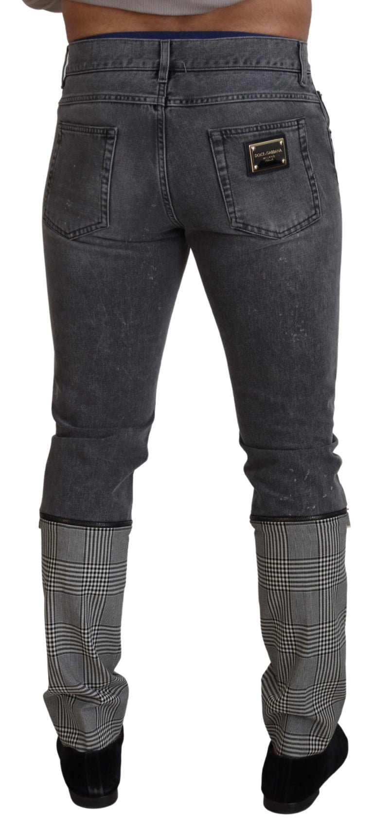 Eleganter grau karierter Denim -Schatz