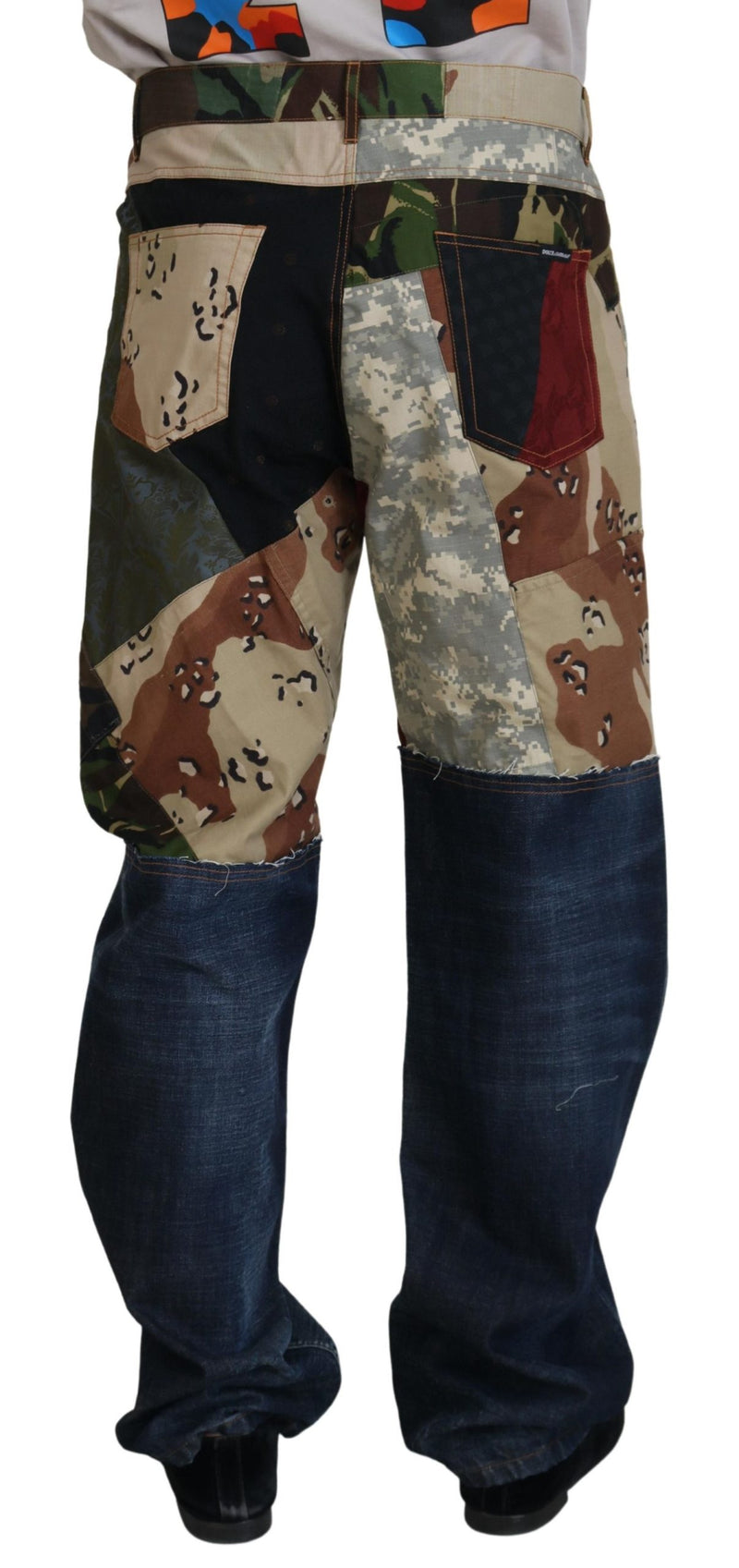 Patchwork denim ricco di seta in seta jeans