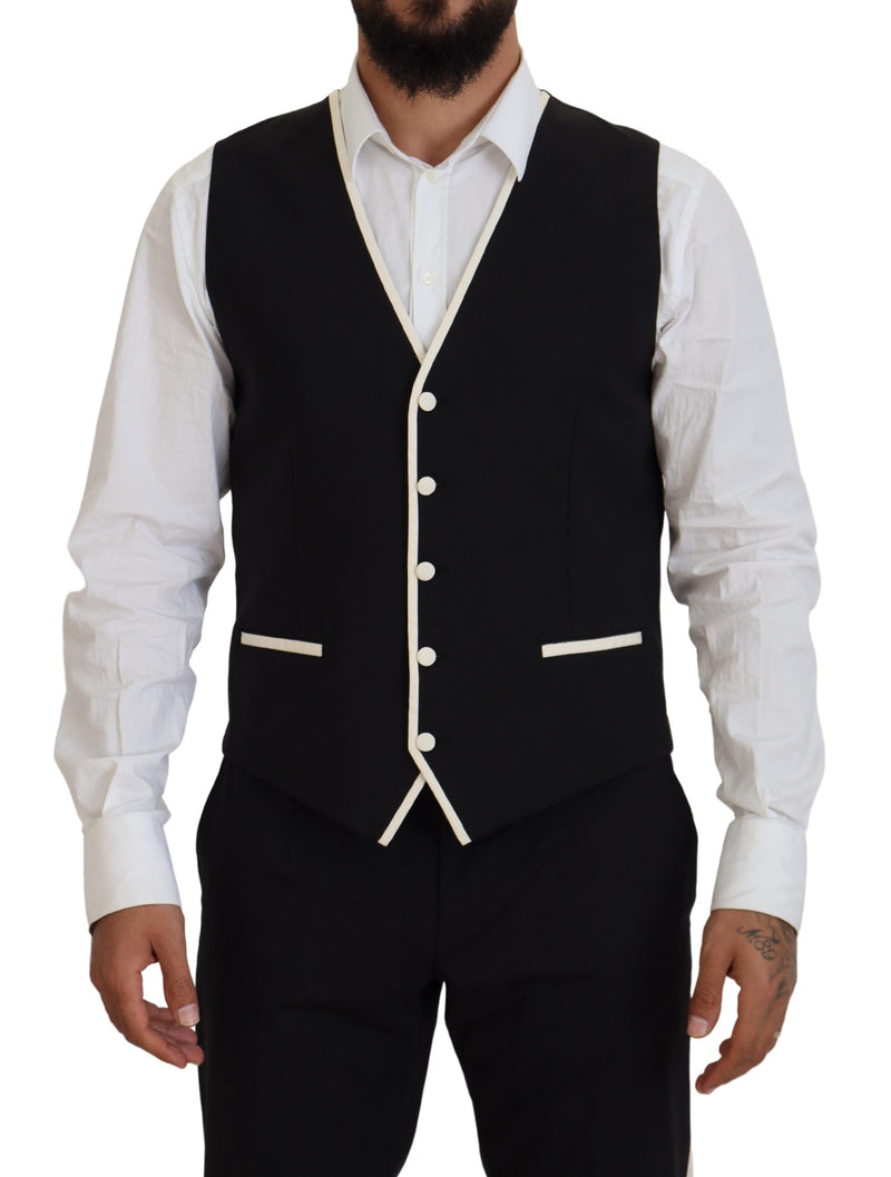 Eleganter schwarz -weißer schlanker Fit -Drei -Stück -Anzug