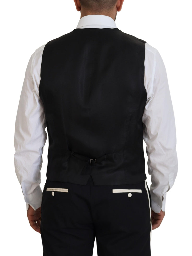 Elegant Black and White Slim Fit trois pièces