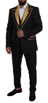 Elegante abito da 3 pezzi Black & Gold Slim Fit 3 pezzi