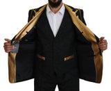 Elegante abito da 3 pezzi Black & Gold Slim Fit 3 pezzi