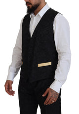 Elegante abito da 3 pezzi Black & Gold Slim Fit 3 pezzi