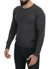 Sleek Gray Crewneck Pullover Sweater