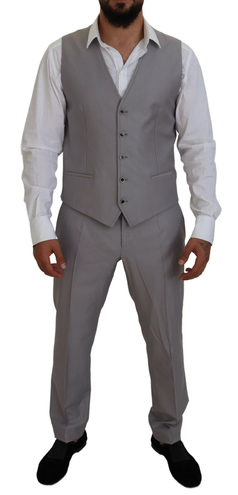 Traje elegante de tres piezas de Silver Slim Fit