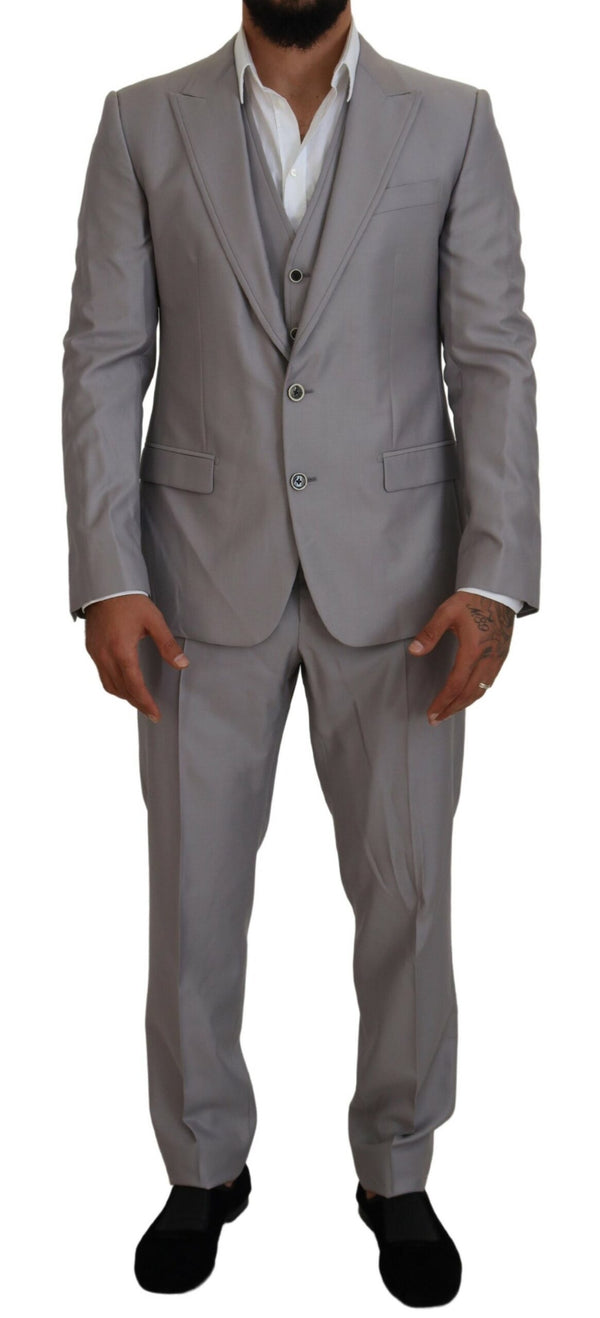 Costume à trois pièces élégant Silver Slim Fit