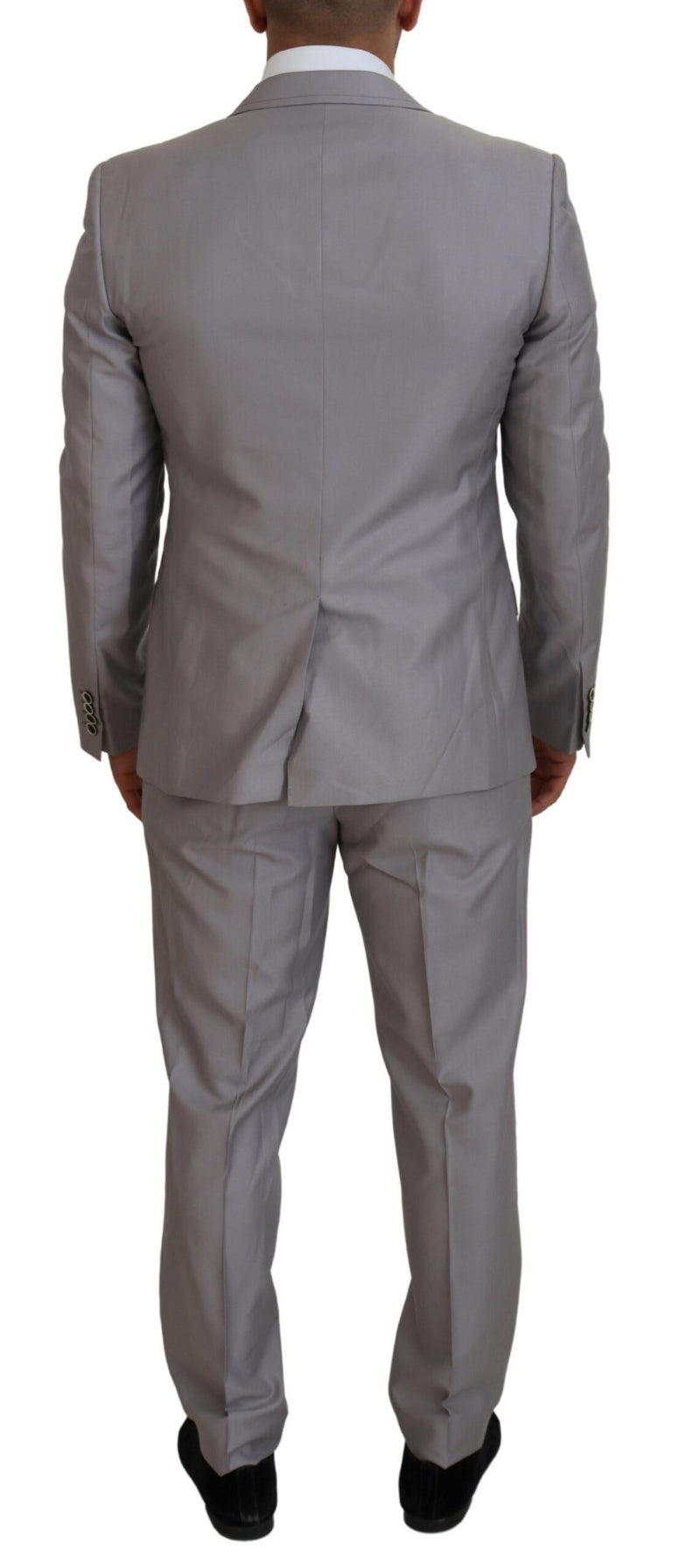 Elegant Silver Slim Fit Three-Piece Suit