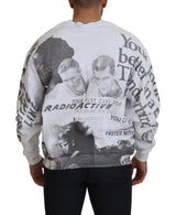 Κομψό λευκό πουλόβερ βαμβάκι Crewneck