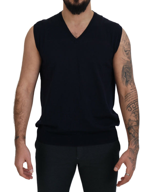 Sleeek Black V-Neck Maneveless Tank