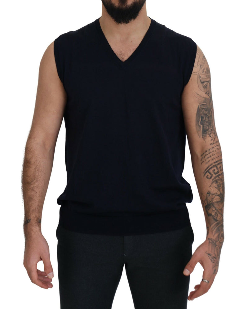 Sleeek Black V-Neck Maneveless Tank