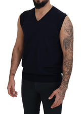 Sleeek Black V-Neck Maneveless Tank