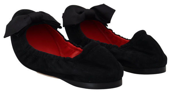 Elegante schwarze Wildlederballettflats