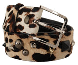 Elegant Leopard Print Leather Belt