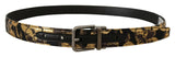 Multicolor Leather Belt with Black Buckle