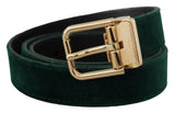 Emerald Velvet Designer Belt με χρυσή πόρπη