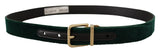 Emerald Velvet Designer Belt με χρυσή πόρπη