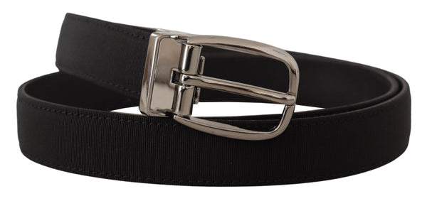 Ceinture en cuir grosgrain élégante avec boucle argentée