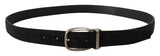 Ceinture en cuir grosgrain élégante avec boucle argentée