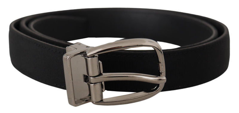 Ceinture en cuir grosgrain élégante avec boucle argentée