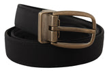 Ceinture en cuir grosgrain élégante - noir