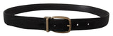 Elegant Grosgrain Leather Belt - Black