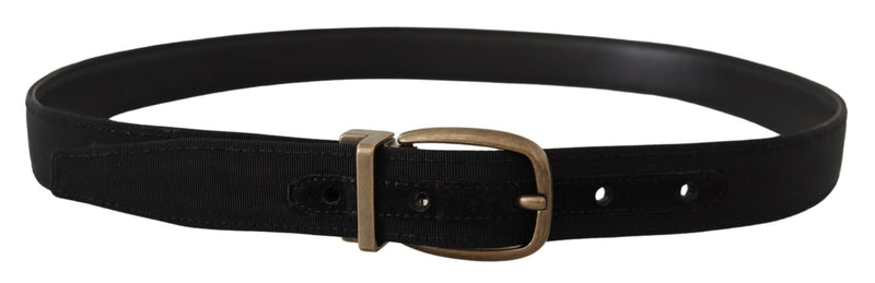 Ceinture en cuir grosgrain élégante - noir