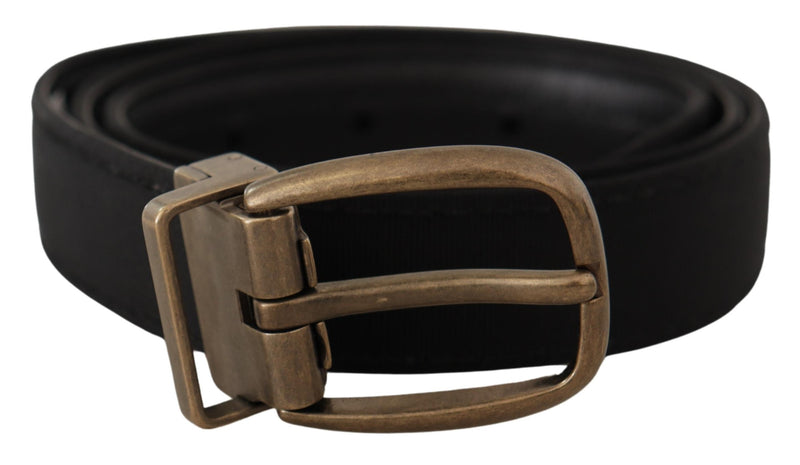 Ceinture en cuir grosgrain élégante - noir