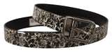 Elegant Marble Print Leather Belt