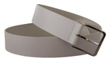 Elegant White Vitello Leather Belt