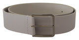 Elegant White Vitello Leather Belt