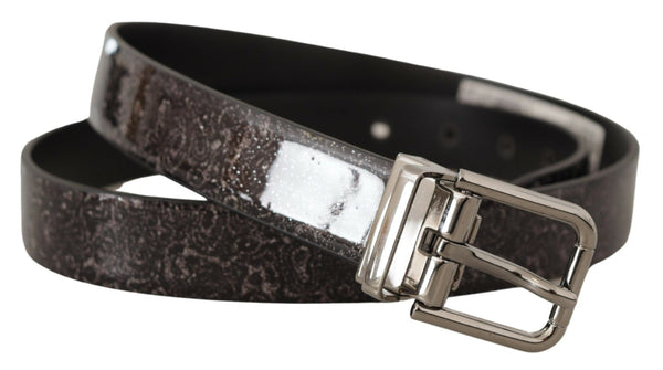 Sleek Grosgrain de cuero con hebilla de metal