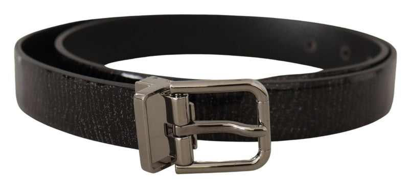 Ceinture en cuir noir élégant avec boucle argentée