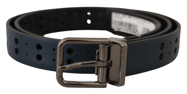 Ceinture en cuir bleu élégant avec boucle en métal