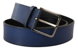 Elegante cintura in pelle italiana in blu