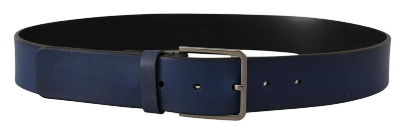 Ceinture en cuir bleu élégant avec boucle argentée