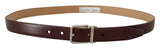 Elegant Leather Belt with Silver Tone Buckle