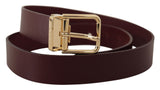 Ceinture en cuir marron élégante avec boucle dorée